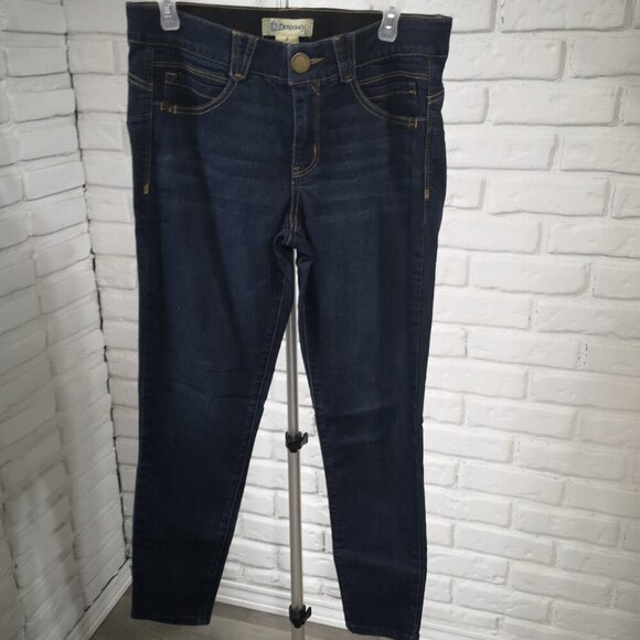 Democracy Abs Solution Ladies Size 8 Dark Wash Skinny Leg Blue Jeans - Picture 1 of 14